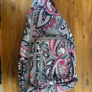 Vera Bradley Women's Go Grey Pink Paisley Sling Bag